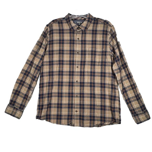 Toad & Co Shirt Mens XL Brown Blue Plaid Button Down Casual Heritage Gorpcore - Picture 1 of 8